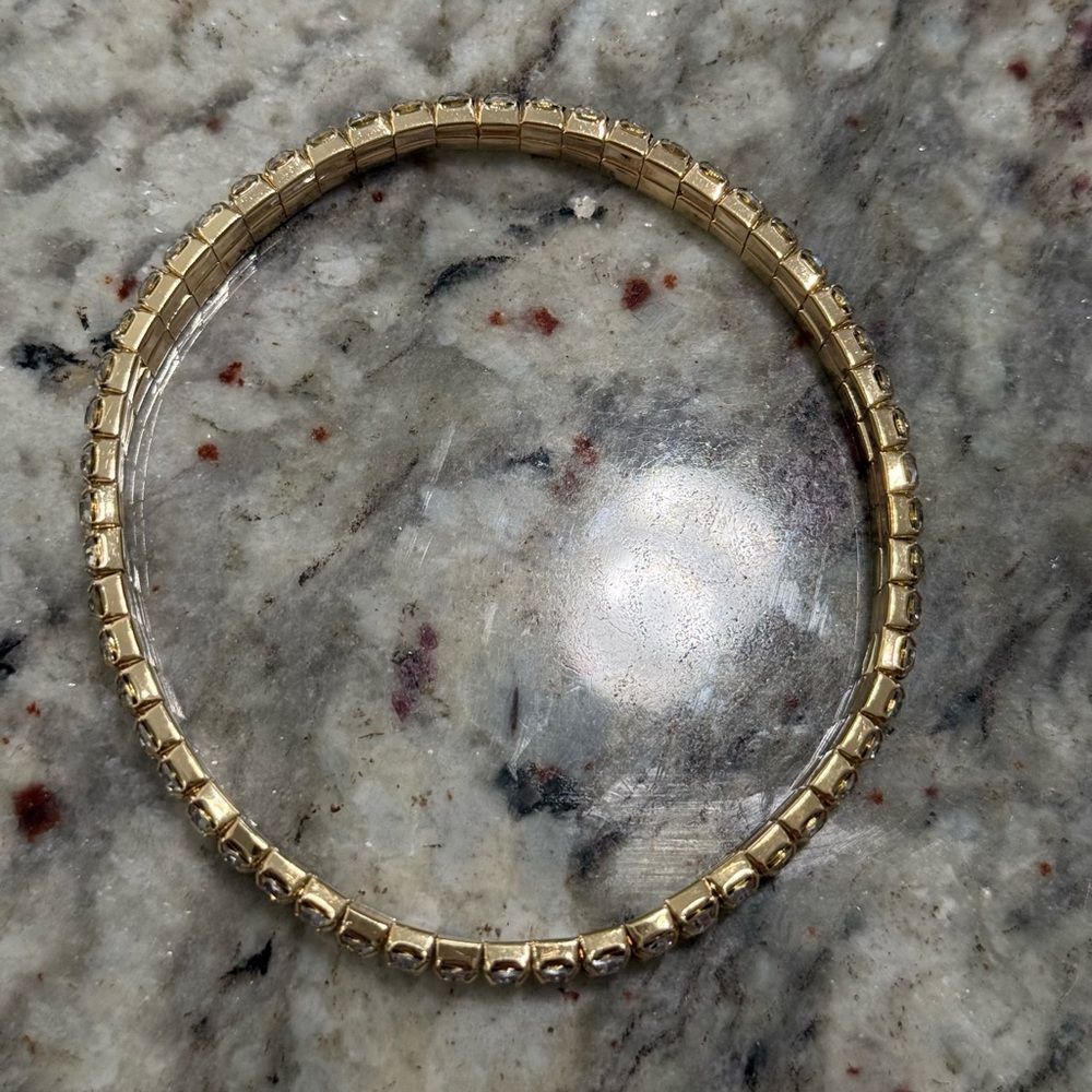 NEW Elegant Gold Elastic Rhinestone Tennis Anklet - Picture 3 of 5